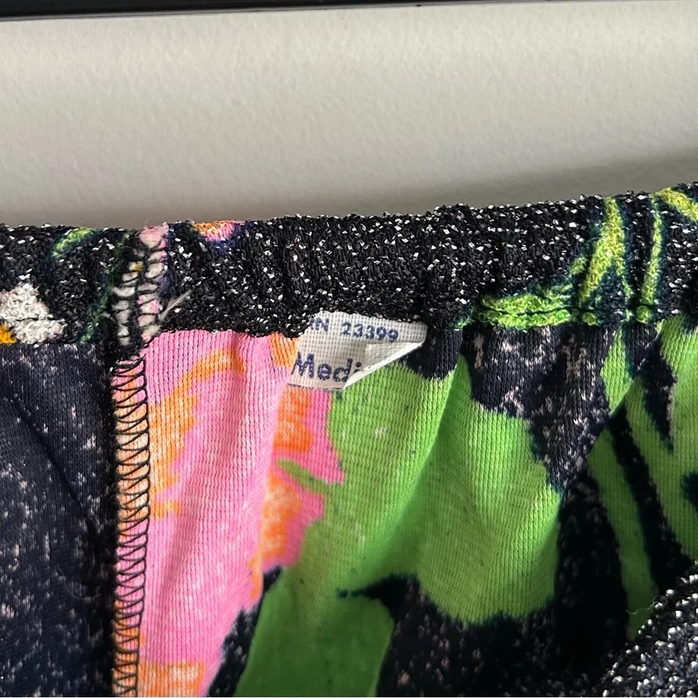 Vintage 70s Elaine Sklar Lingerie Co Metallic Floral Print 2 Piece Lounge Set M - Picture 8 of 11